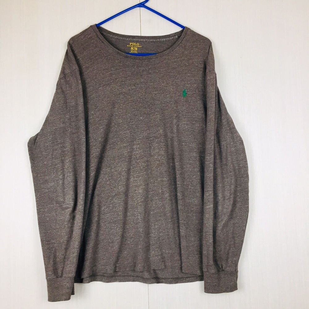 POLO RALPH LAUREN Men's Gray Crew Neck Cotton Long Sleeve Shirt XL Extra Large